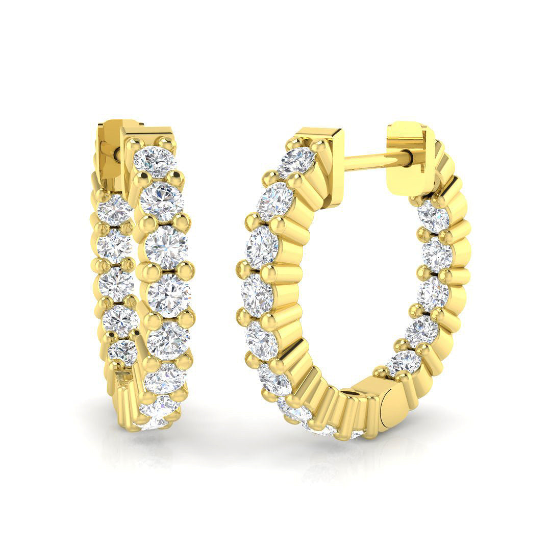 Lab Grown Diamond Hoop Earrings in 10K/14K gold and platinum with certified lab-grown or natural diamonds