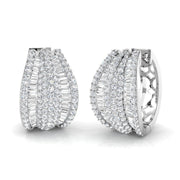 Lab Grown Round & Baguette Diamond Hoop Earring 0.15ct in 10K/14K gold and platinum with certified lab-grown or natural diamonds