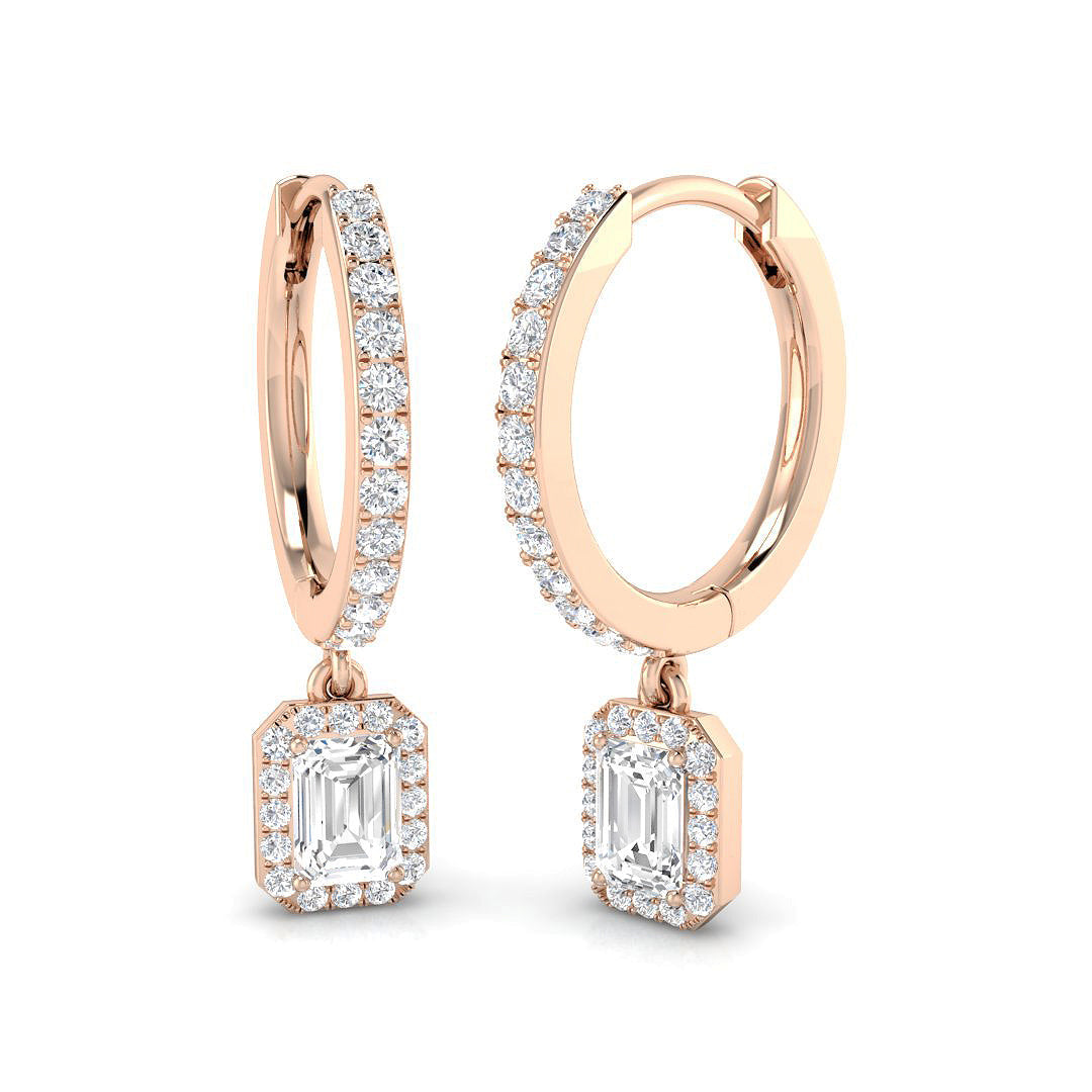 Luxury Gold Drop & Trilogy Diamond Earrings - 0.5ct Elegant Jewelry in 10K/14K gold and platinum with certified lab-grown or natural diamonds