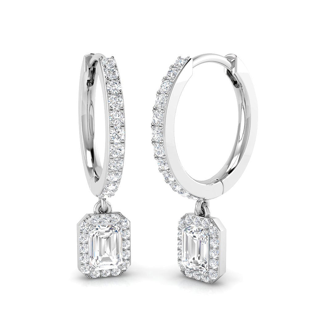 Luxury Gold Drop & Trilogy Diamond Earrings - 0.5ct Elegant Jewelry in 10K/14K gold and platinum with certified lab-grown or natural diamonds