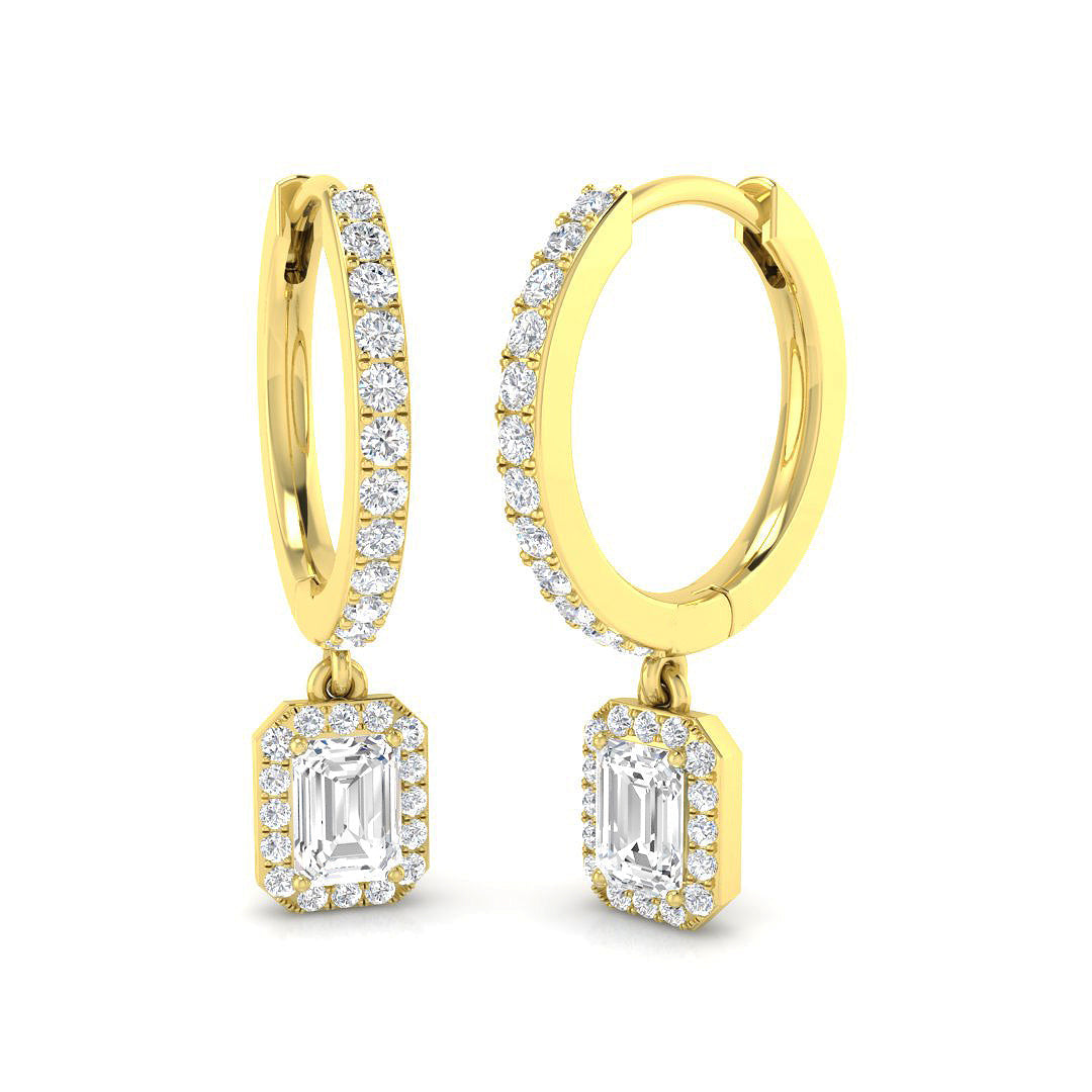 Luxury Gold Drop & Trilogy Diamond Earrings - 0.5ct Elegant Jewelry in 10K/14K gold and platinum with certified lab-grown or natural diamonds