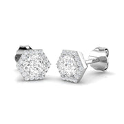 Halo Stud Earrings - 0.50 Carat Epsny Hexagon Geometric Profile in 10K/14K gold and platinum with certified lab-grown or natural diamonds