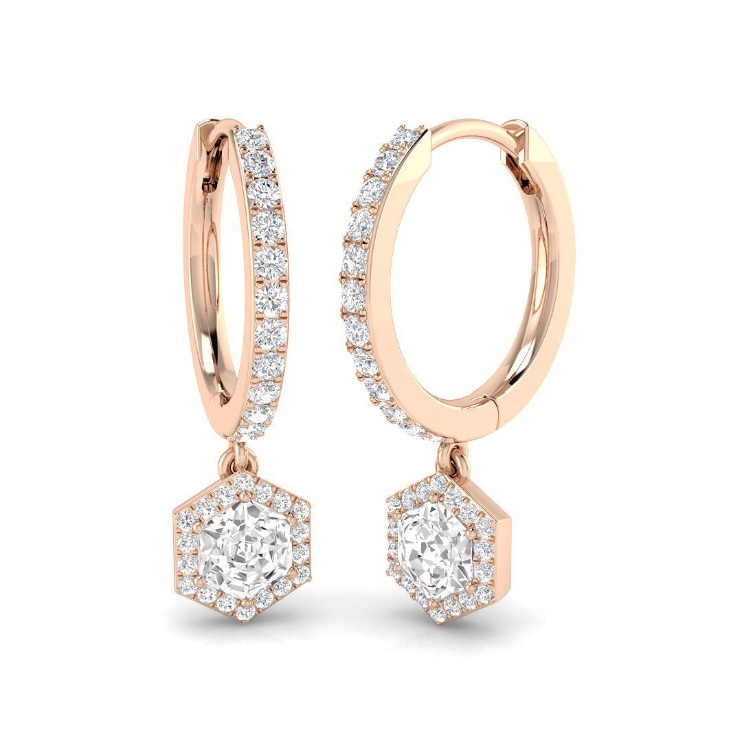 Entwy Gold Drop & Trilogy Diamond Earrings - 0.5ct Luxury Jewelry in 10K/14K gold and platinum with certified lab-grown or natural diamonds