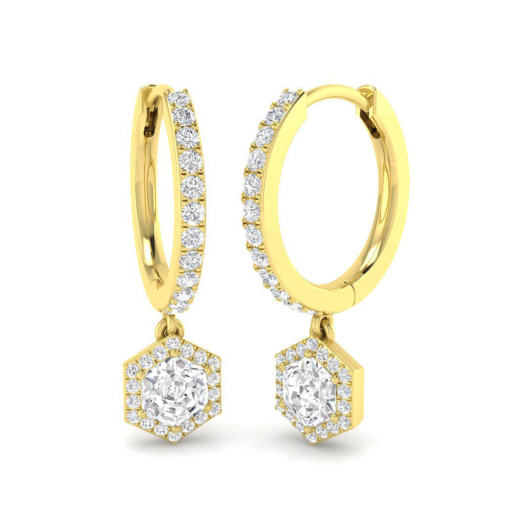 Entwy Gold Drop & Trilogy Diamond Earrings - 0.5ct Luxury Jewelry in 10K/14K gold and platinum with certified lab-grown or natural diamonds