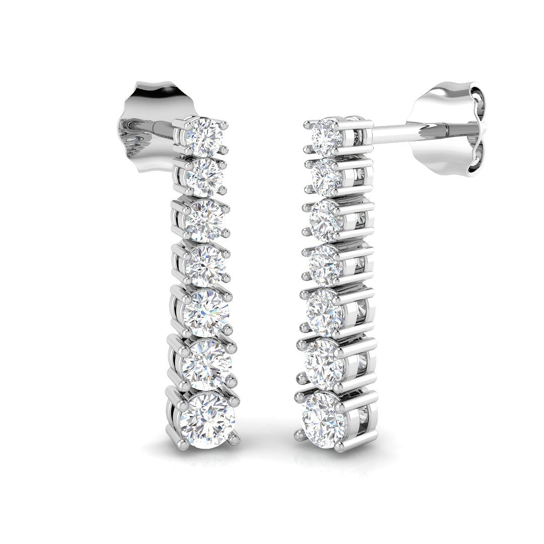 Crimp Luxury Gold Drop Trilogy Diamond Earrings - Elegant Sparkle in 10K/14K gold and platinum with certified lab-grown or natural diamonds