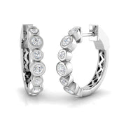 Luxury Round Bezel Set Hoop Earrings in 10K/14K gold and platinum with certified lab-grown or natural diamonds