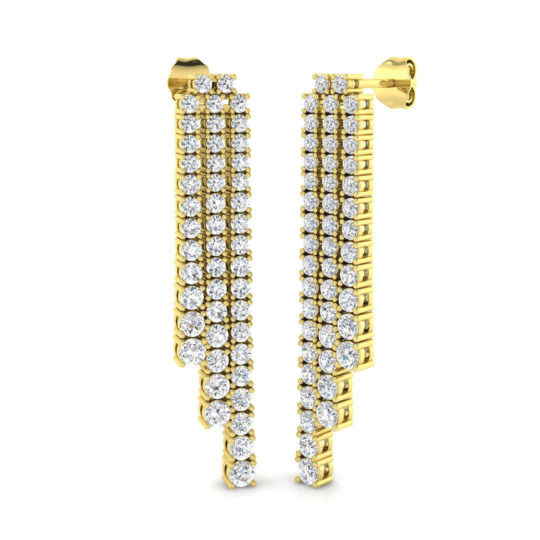 Quinn Luxury Gold Drop & Trilogy Diamond Earrings - 3ct to 5ct in 10K/14K gold and platinum with certified lab-grown or natural diamonds