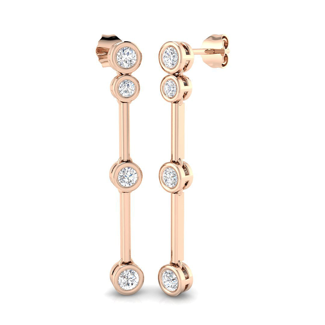 Erjoy 1ct Gold Drop & Trilogy Diamond Earrings - Luxury Sparkle in 10K/14K gold and platinum with certified lab-grown or natural diamonds