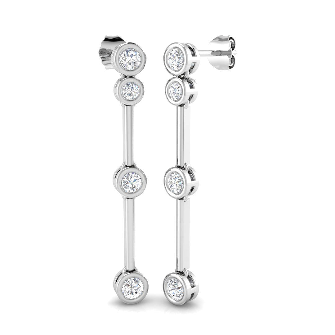 Erjoy 1ct Gold Drop & Trilogy Diamond Earrings - Luxury Sparkle in 10K/14K gold and platinum with certified lab-grown or natural diamonds