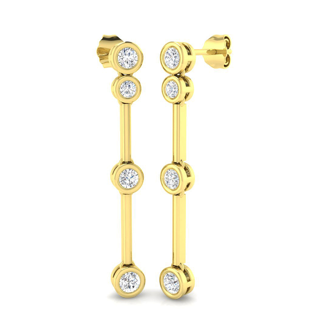 Erjoy 1ct Gold Drop & Trilogy Diamond Earrings - Luxury Sparkle in 10K/14K gold and platinum with certified lab-grown or natural diamonds