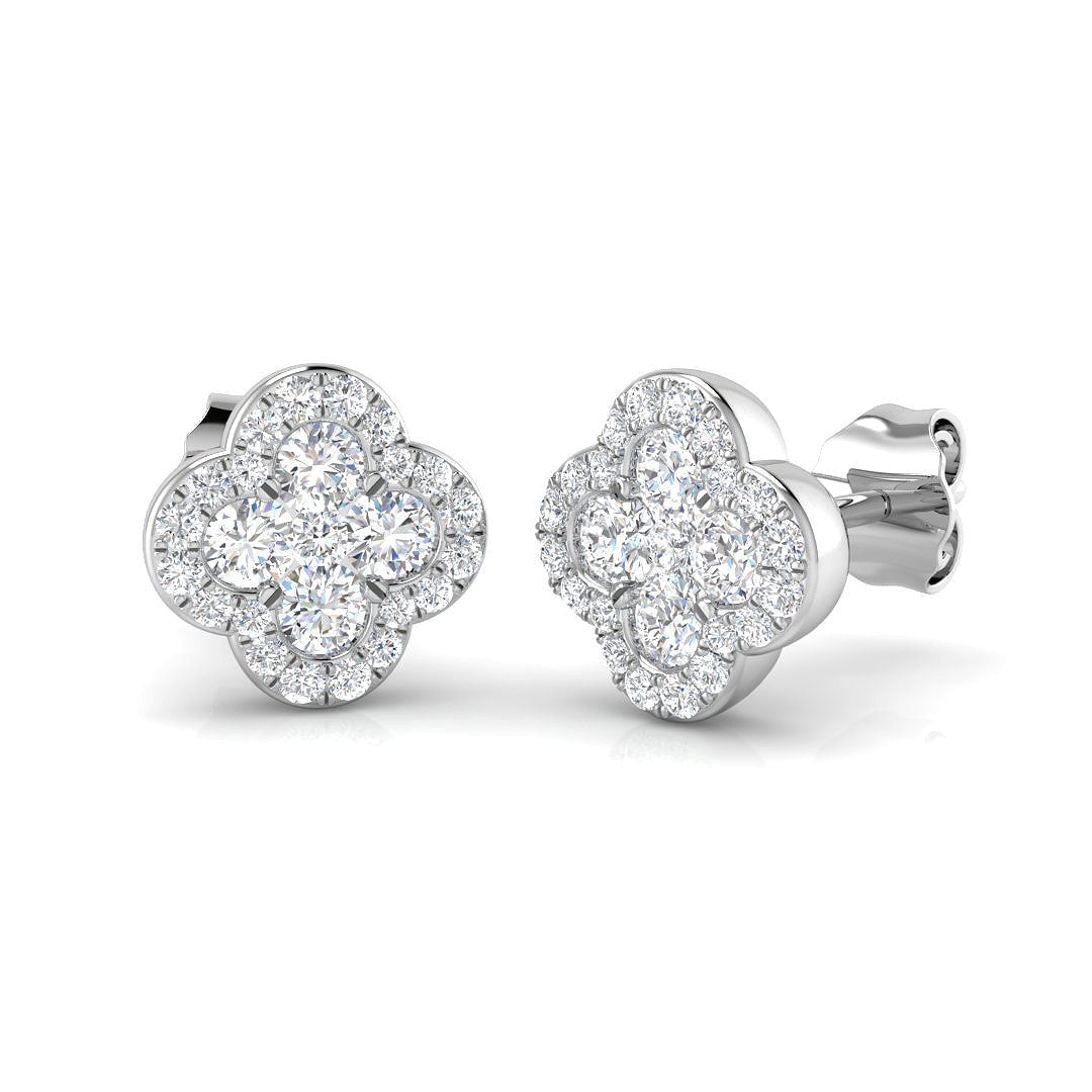 Erlpy Clover Diamond Earrings in Gold - Exquisite Luxury Jewelry in 10K/14K gold and platinum with certified lab-grown or natural diamonds