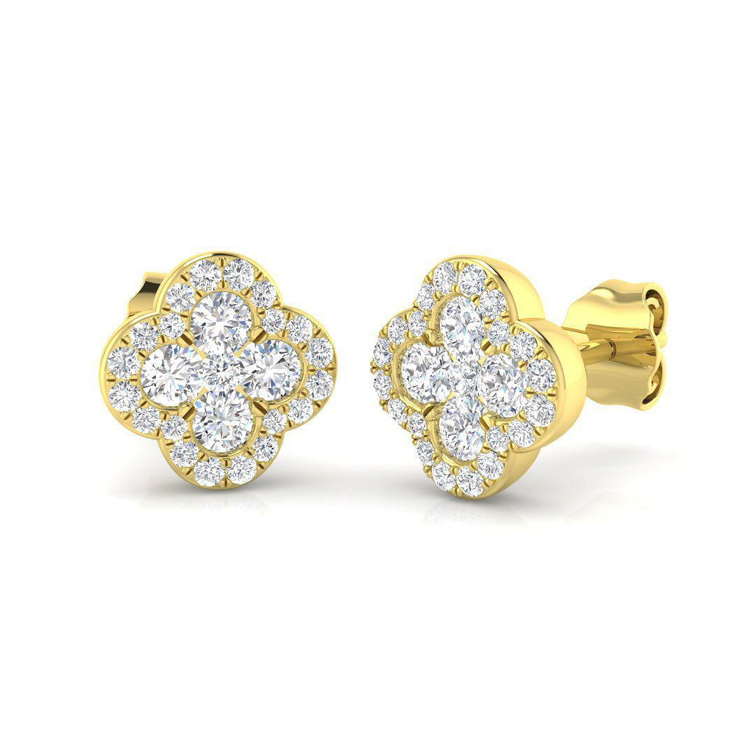Erlpy Clover Diamond Earrings in Gold - Exquisite Luxury Jewelry in 10K/14K gold and platinum with certified lab-grown or natural diamonds