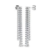 Erjwy Elegant Gold Drop & Trilogy Diamond Earrings in 10K/14K gold and platinum with certified lab-grown or natural diamonds
