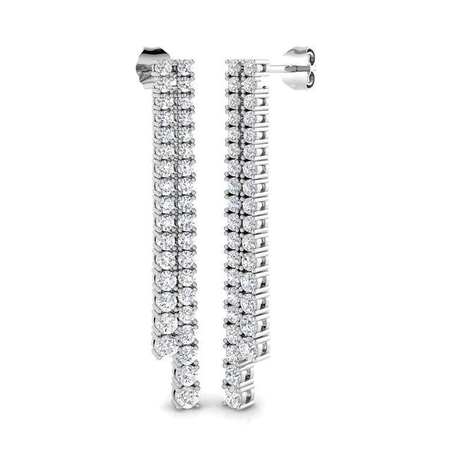 Graduated Diamond Bar Drop Earrings in | 10K & 14K Gold, Platinum