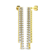 Erjwy Elegant Gold Drop & Trilogy Diamond Earrings in 10K/14K gold and platinum with certified lab-grown or natural diamonds