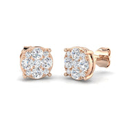 0.5-3ct Gold Cluster Diamond Earrings in 10K/14K gold and platinum with certified lab-grown or natural diamonds