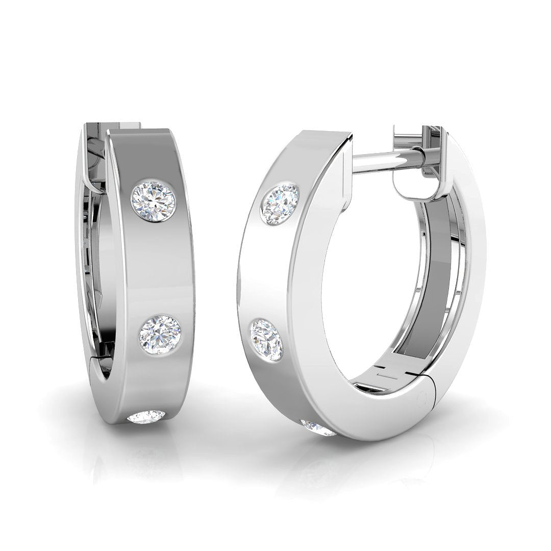 Hoop Earrings 0.1 Ct Diamond in 10K/14K gold and platinum with certified lab-grown or natural diamonds