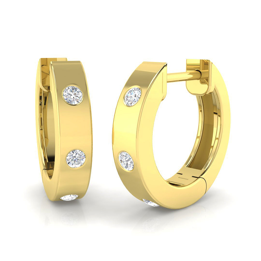 Hoop Earrings 0.1 Ct Diamond in 10K/14K gold and platinum with certified lab-grown or natural diamonds