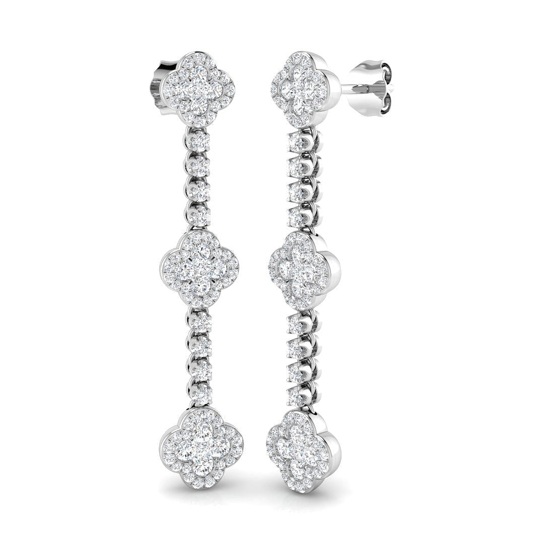 Entby Gold Clover Diamond Earrings in 10K/14K gold and platinum with certified lab-grown or natural diamonds