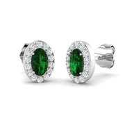 Emerald Diamond Stud Earrings in 10K/14K gold and platinum with certified lab-grown or natural diamonds