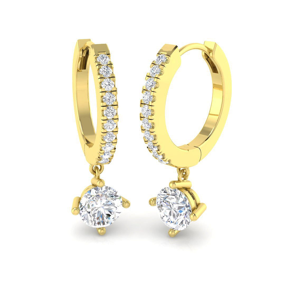 Erjsy Luxury Gold Drop & Trilogy Diamond Earrings - 0.5ct Elegance in 10K/14K gold and platinum with certified lab-grown or natural diamonds