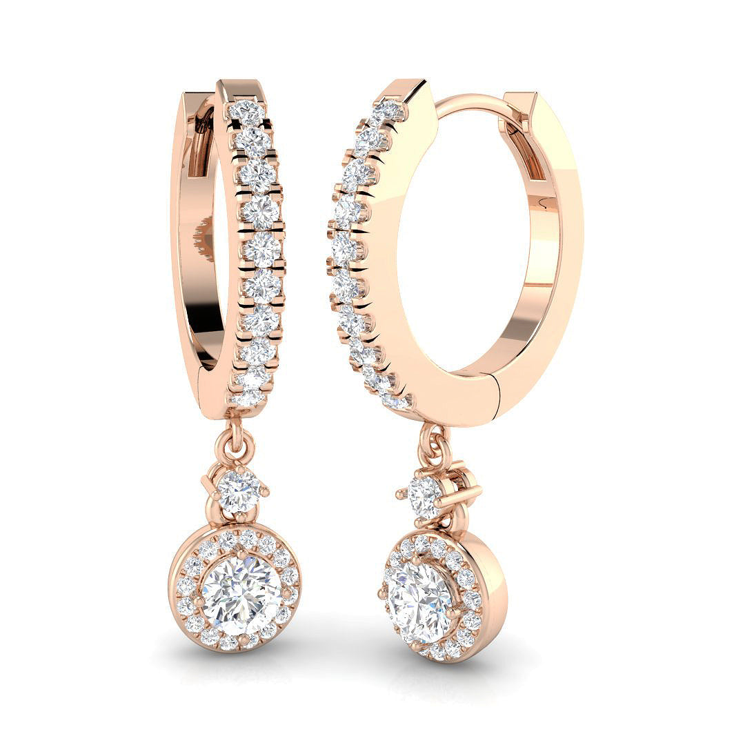 Erkly Gold Drop & Trilogy Diamond Earrings - 0.5ct Luxury Jewelry in 10K/14K gold and platinum with certified lab-grown or natural diamonds