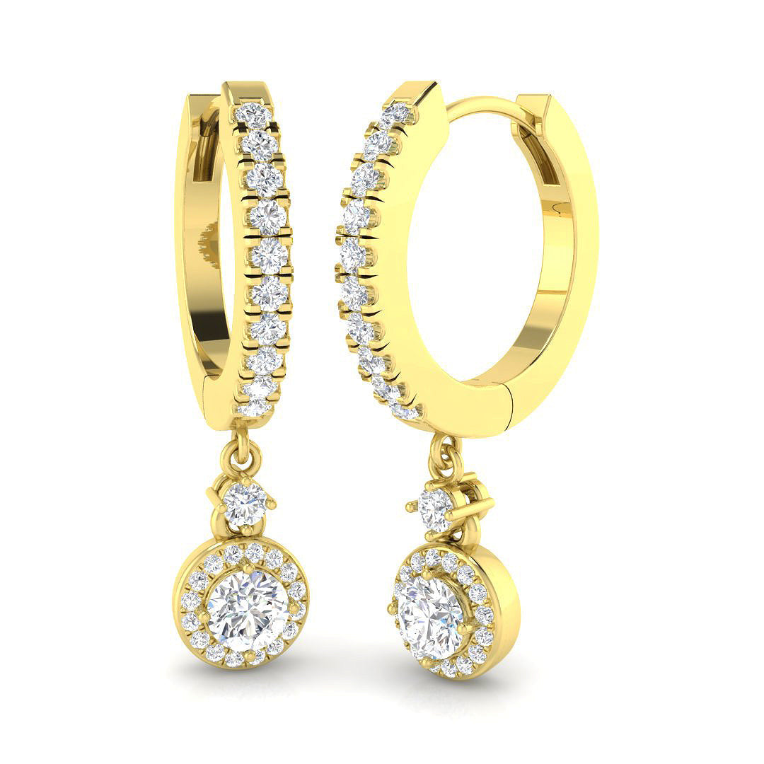 Erkly Gold Drop & Trilogy Diamond Earrings - 0.5ct Luxury Jewelry in 10K/14K gold and platinum with certified lab-grown or natural diamonds