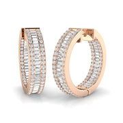 Hoop Earrings with Triple Row Diamonds - 2.5ct to 3.5ct in 10K/14K gold and platinum with certified lab-grown or natural diamonds