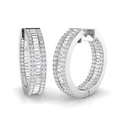 Hoop Earrings with Triple Row Diamonds - 2.5ct to 3.5ct in 10K/14K gold and platinum with certified lab-grown or natural diamonds