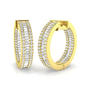 Hoop Earrings with Triple Row Diamonds - 2.5ct to 3.5ct in 10K/14K gold and platinum with certified lab-grown or natural diamonds