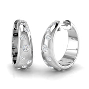 Round Bezel Diamond Hoop Earrings in 10K/14K gold and platinum with certified lab-grown or natural diamonds