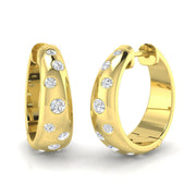 Round Bezel Diamond Hoop Earrings in 10K/14K gold and platinum with certified lab-grown or natural diamonds