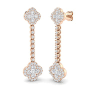 Erkry Gold Clover Diamond Earrings in 10K/14K gold and platinum with certified lab-grown or natural diamonds
