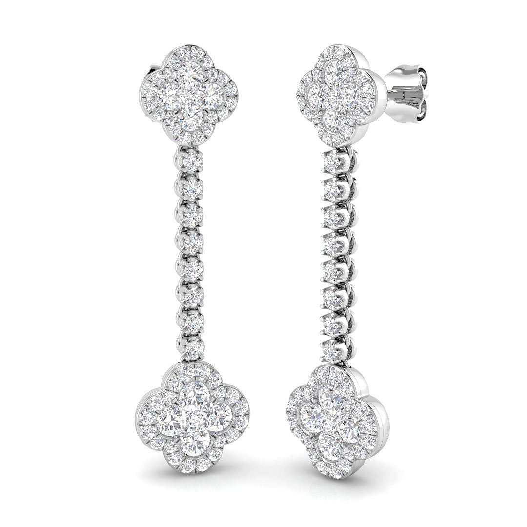 Erkry Gold Clover Diamond Earrings in 10K/14K gold and platinum with certified lab-grown or natural diamonds