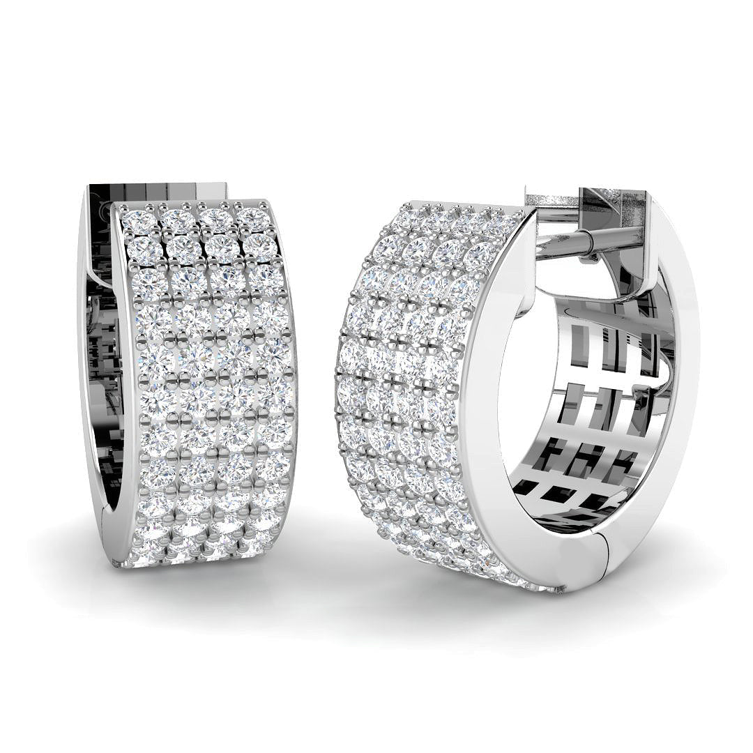 Multi-Row 0.5 Ct Diamond Pavé Hoop Earrings in 10K/14K gold and platinum with certified lab-grown or natural diamonds