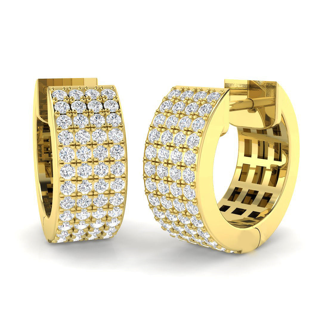 Multi-Row 0.5 Ct Diamond Pavé Hoop Earrings in 10K/14K gold and platinum with certified lab-grown or natural diamonds