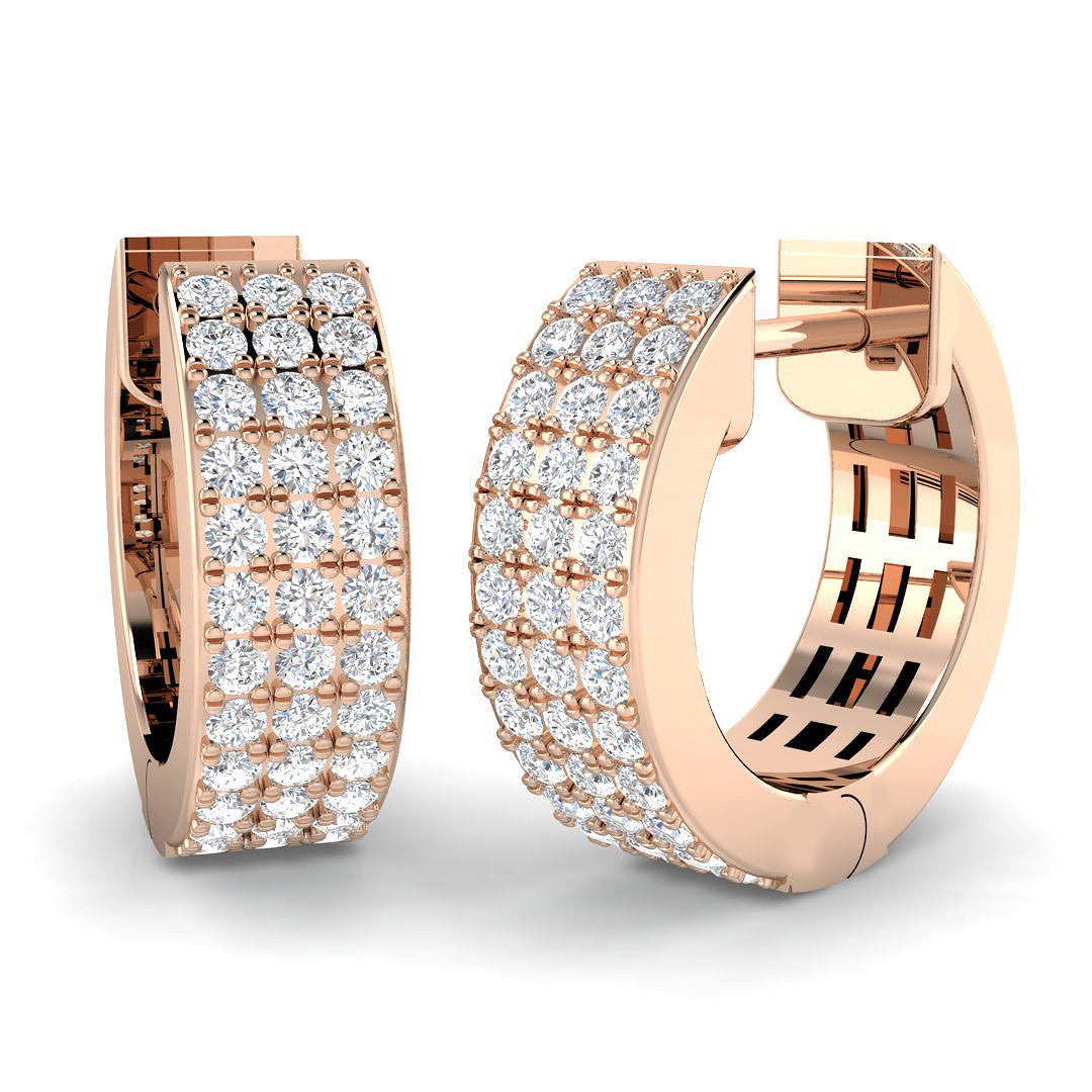 Elegant 0.5 Ct Multi-Row Diamond Pavé Hoop Earrings in 10K/14K gold and platinum with certified lab-grown or natural diamonds