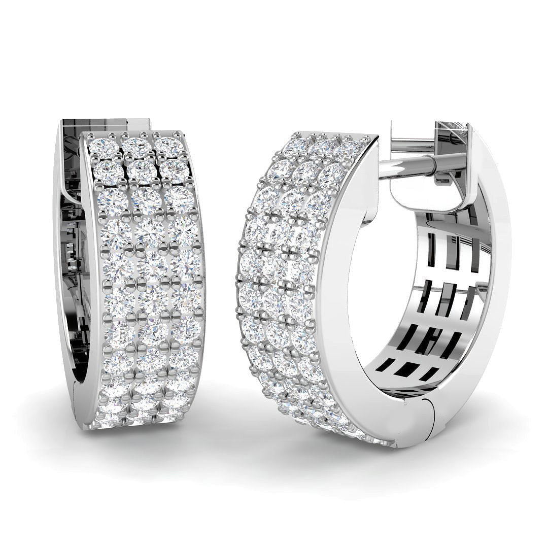 Elegant 0.5 Ct Multi-Row Diamond Pavé Hoop Earrings in 10K/14K gold and platinum with certified lab-grown or natural diamonds