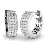 Elegant 0.5 Ct Multi-Row Diamond Pavé Hoop Earrings in 10K/14K gold and platinum with certified lab-grown or natural diamonds