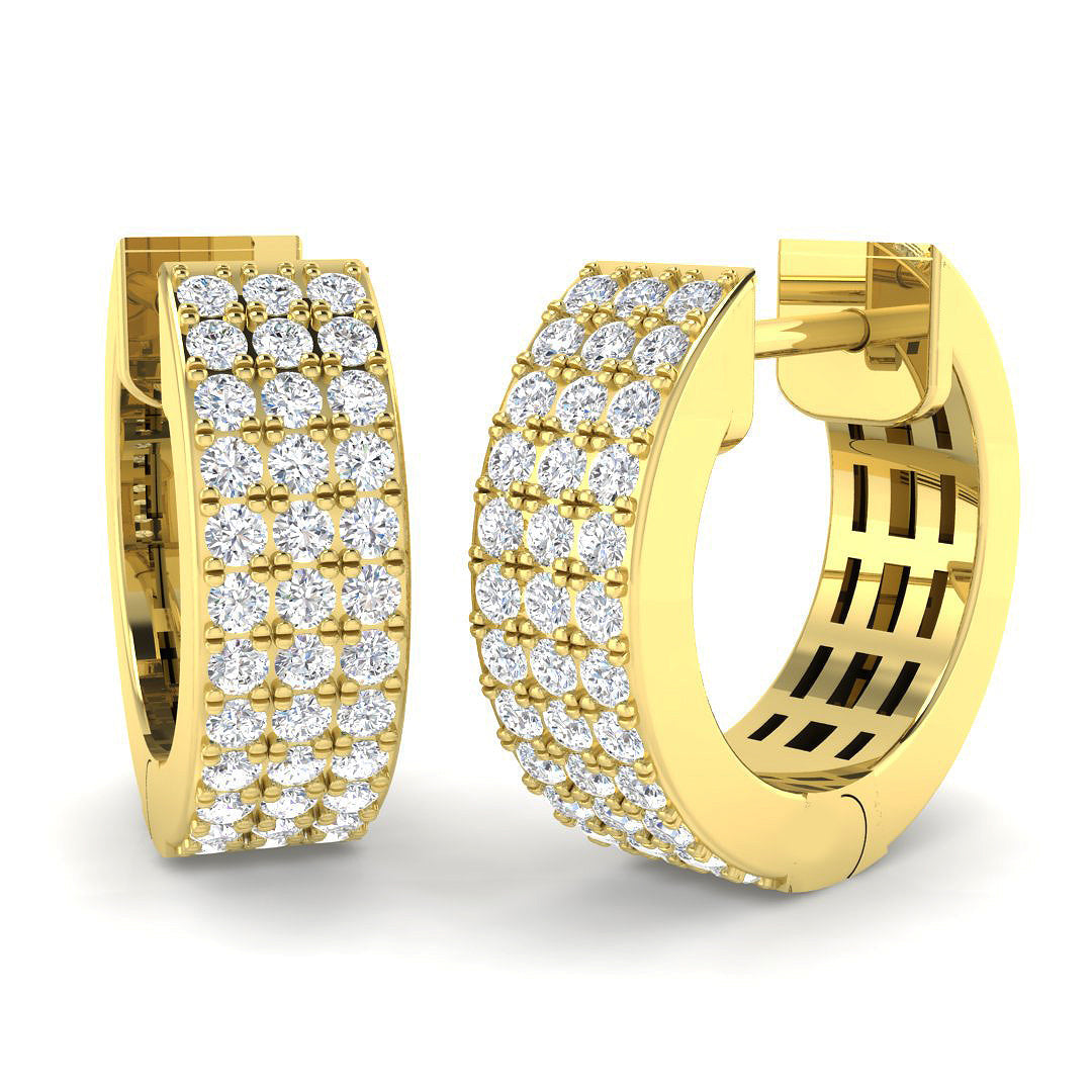 Elegant 0.5 Ct Multi-Row Diamond Pavé Hoop Earrings in 10K/14K gold and platinum with certified lab-grown or natural diamonds