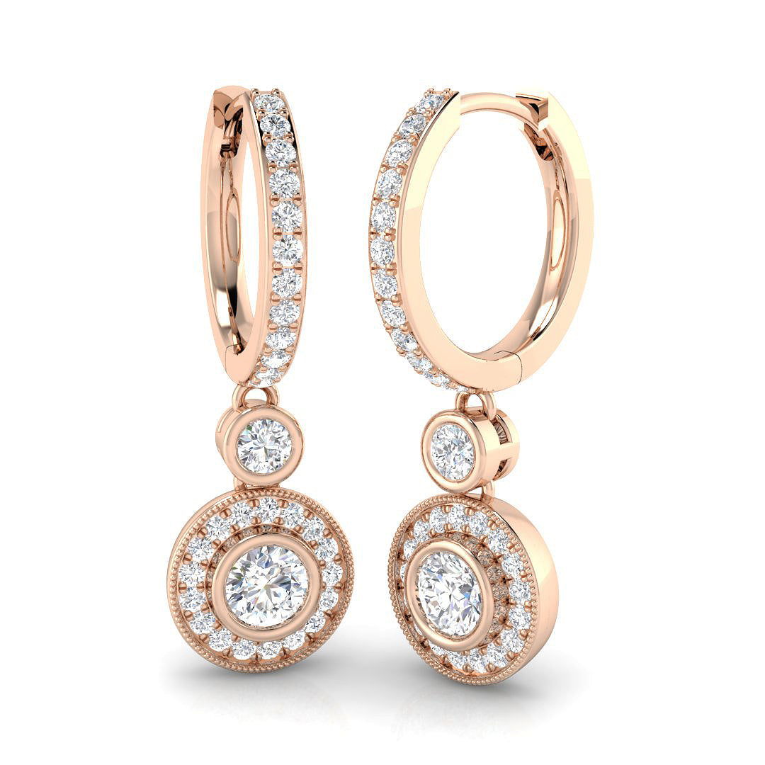Erloy 1ct Gold Drop & Trilogy Diamond Earrings - Luxury Jewelry in 10K/14K gold and platinum with certified lab-grown or natural diamonds