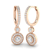 Erloy 1ct Gold Drop & Trilogy Diamond Earrings - Luxury Jewelry in 10K/14K gold and platinum with certified lab-grown or natural diamonds