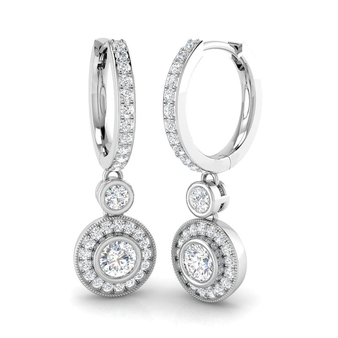 Erloy 1ct Gold Drop & Trilogy Diamond Earrings - Luxury Jewelry in 10K/14K gold and platinum with certified lab-grown or natural diamonds
