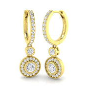 Erloy 1ct Gold Drop & Trilogy Diamond Earrings - Luxury Jewelry in 10K/14K gold and platinum with certified lab-grown or natural diamonds