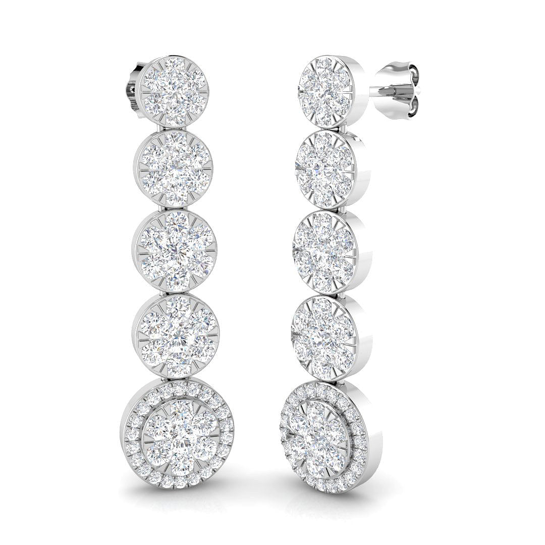 Erlsy 3ct Gold Drop & Trilogy Diamond Earrings - Luxurious Elegance in 10K/14K gold and platinum with certified lab-grown or natural diamonds