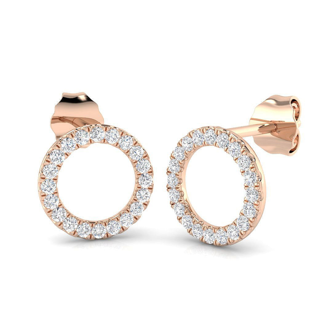 Elegant 0.50Ct Diamond Open Circle Stud Earrings in in 10K/14K gold and platinum with certified lab-grown or natural diamonds