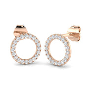 Elegant 0.50Ct Diamond Open Circle Stud Earrings in in 10K/14K gold and platinum with certified lab-grown or natural diamonds