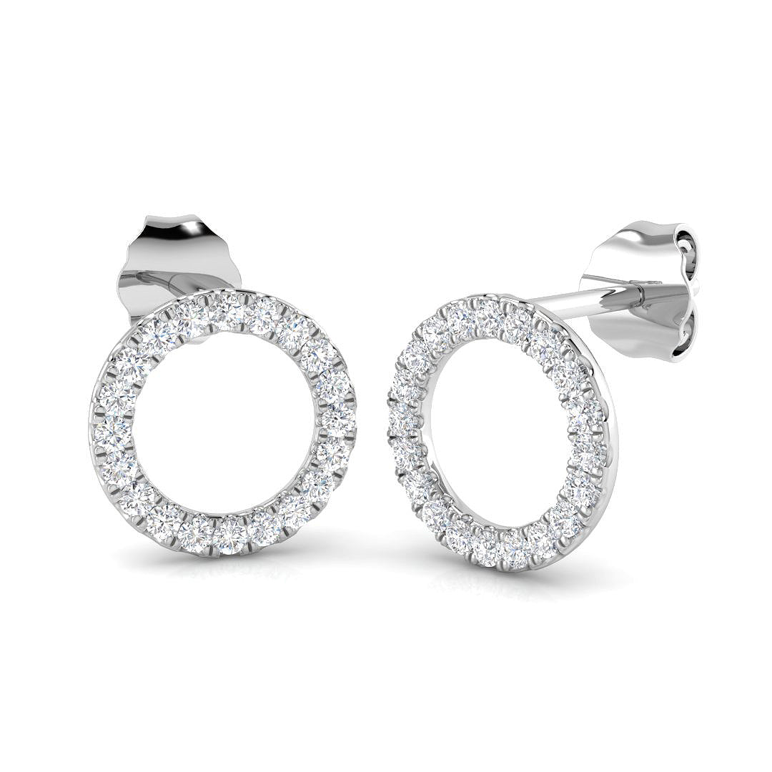 Elegant 0.50Ct Diamond Open Circle Stud Earrings in in 10K/14K gold and platinum with certified lab-grown or natural diamonds