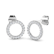 Elegant 0.50Ct Diamond Open Circle Stud Earrings in in 10K/14K gold and platinum with certified lab-grown or natural diamonds