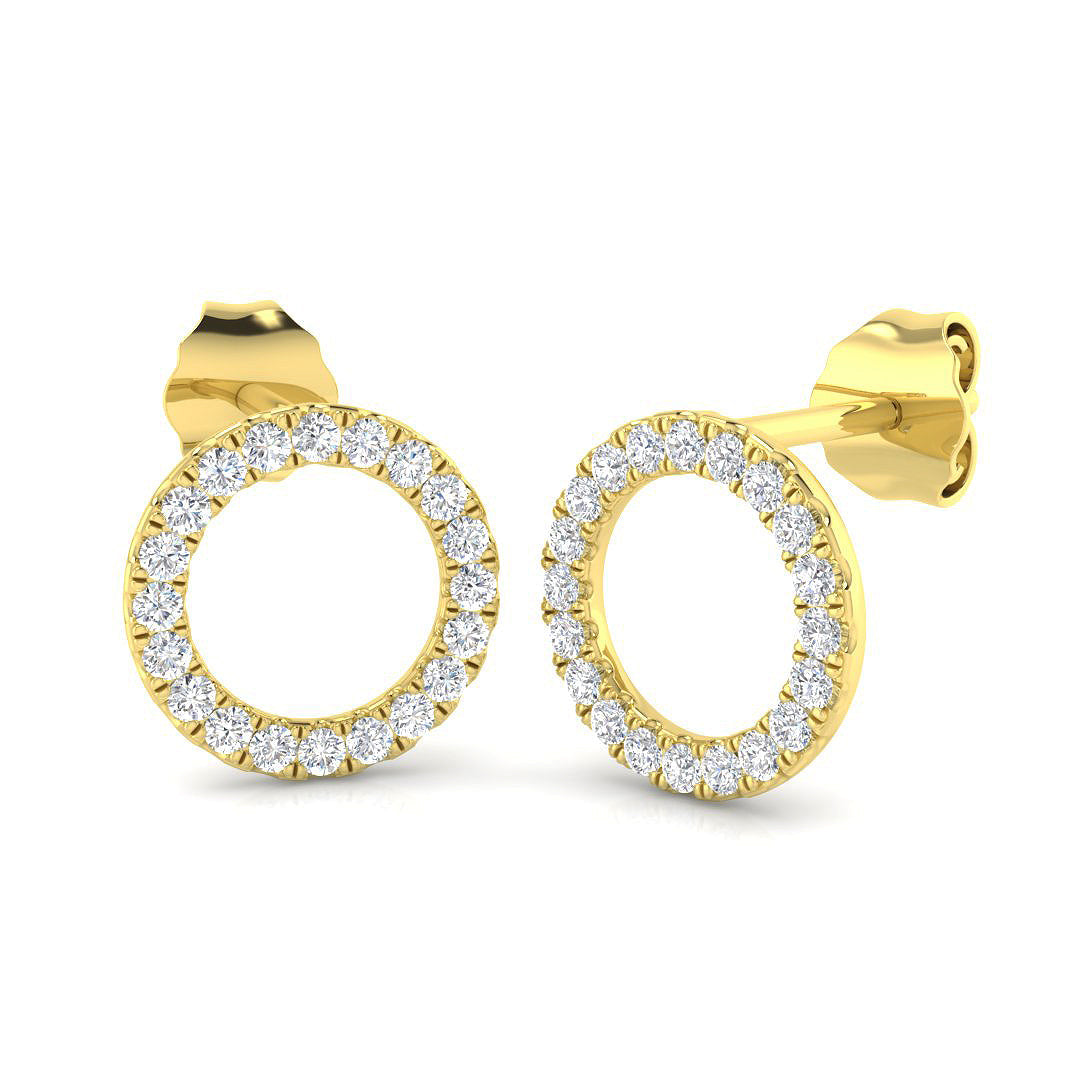 Elegant 0.50Ct Diamond Open Circle Stud Earrings in in 10K/14K gold and platinum with certified lab-grown or natural diamonds